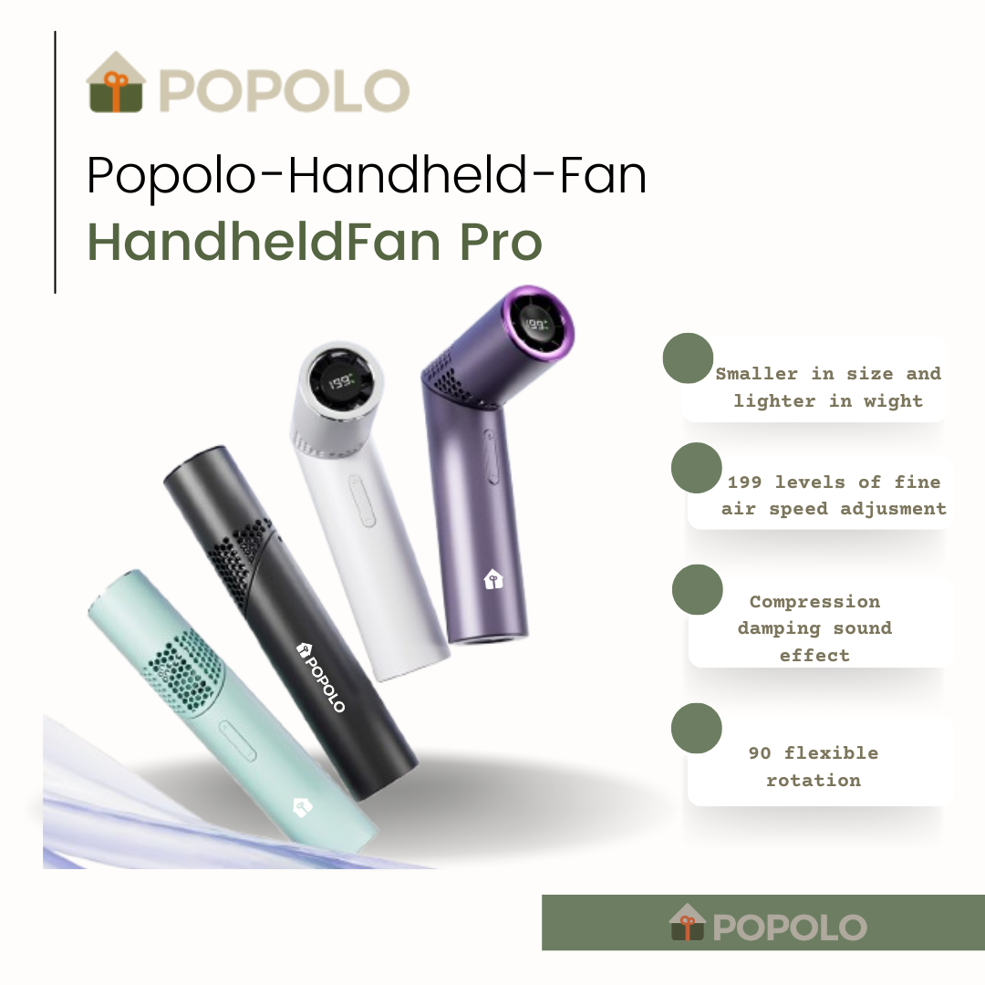 POPOLO Mini Handheld Fan Pro Cooling Portable Fan Ultra-Fast Compact And Rotatable Long Battery Life