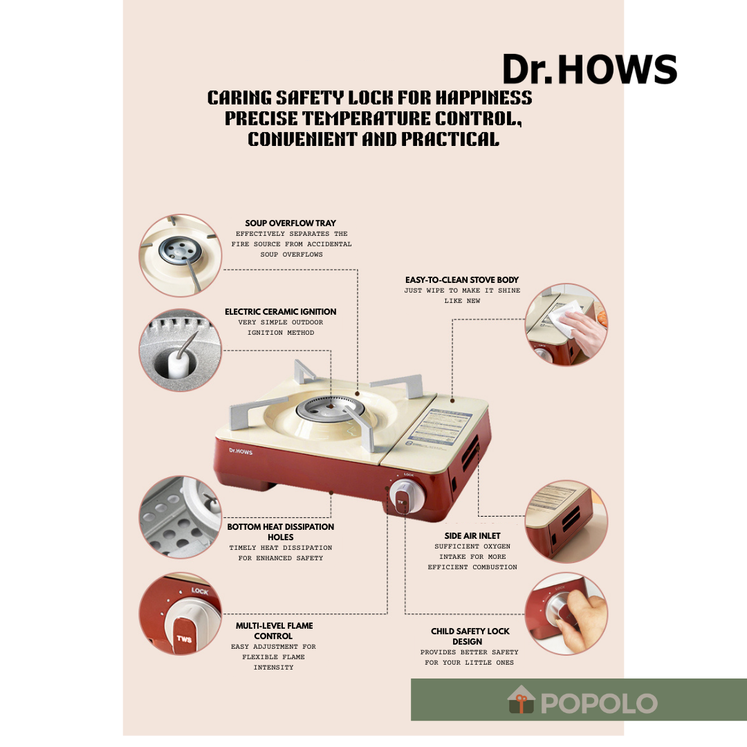 Dr Hows Retro Portable Gas Stove Large
